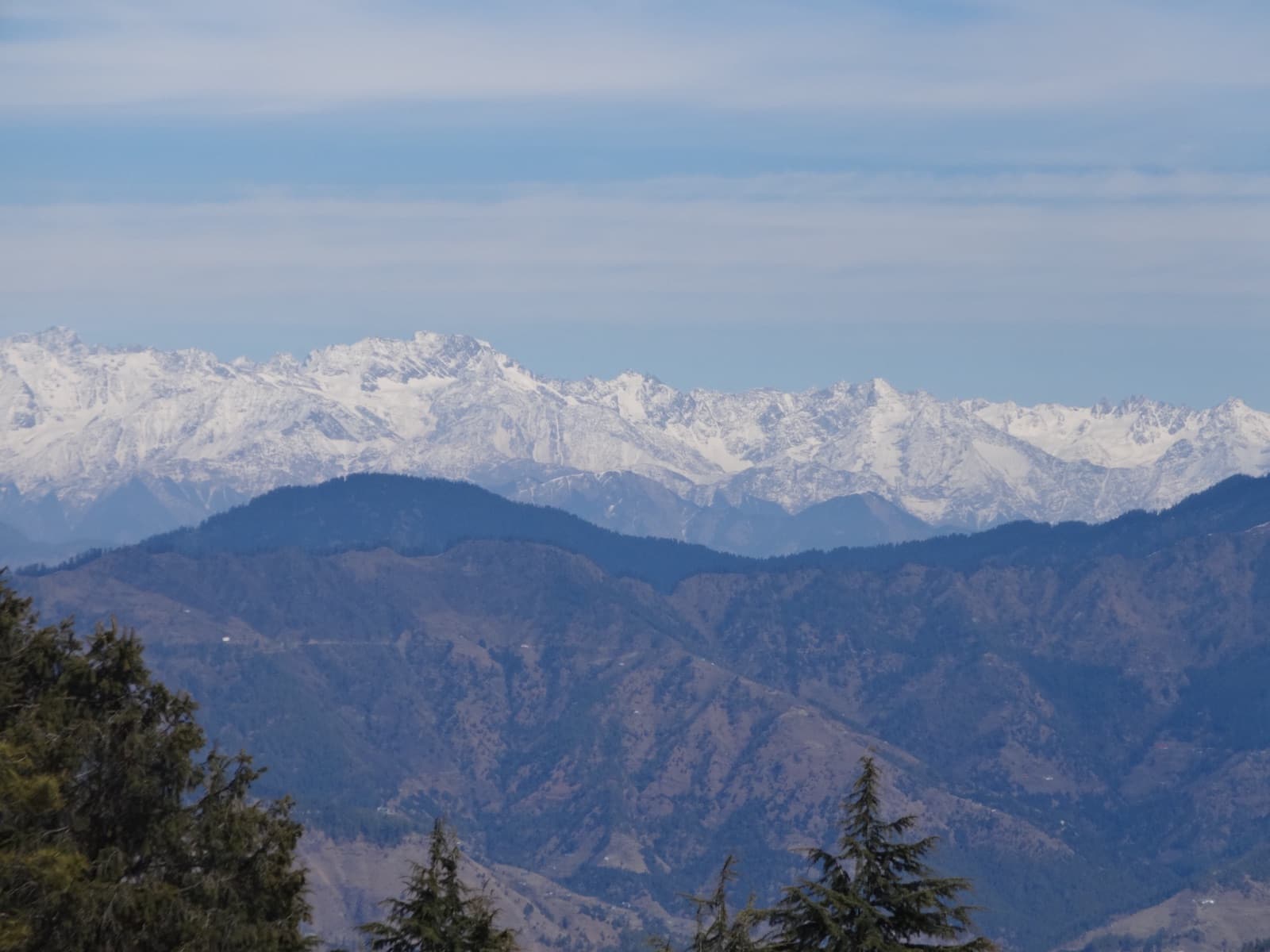 The snow-dusted hills of Kufri near Shimla in Himachal Pradesh